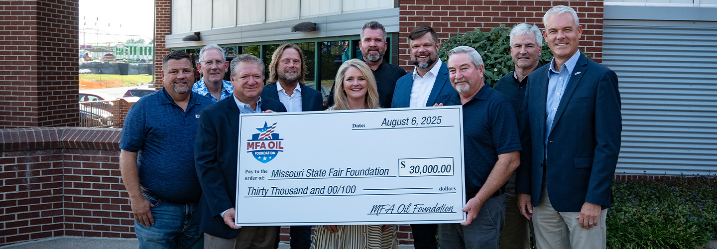 MFA Oil with a giant check to the MSF Foundation