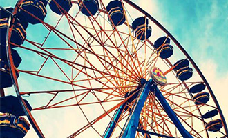 An old ferris wheel at the fair years ago